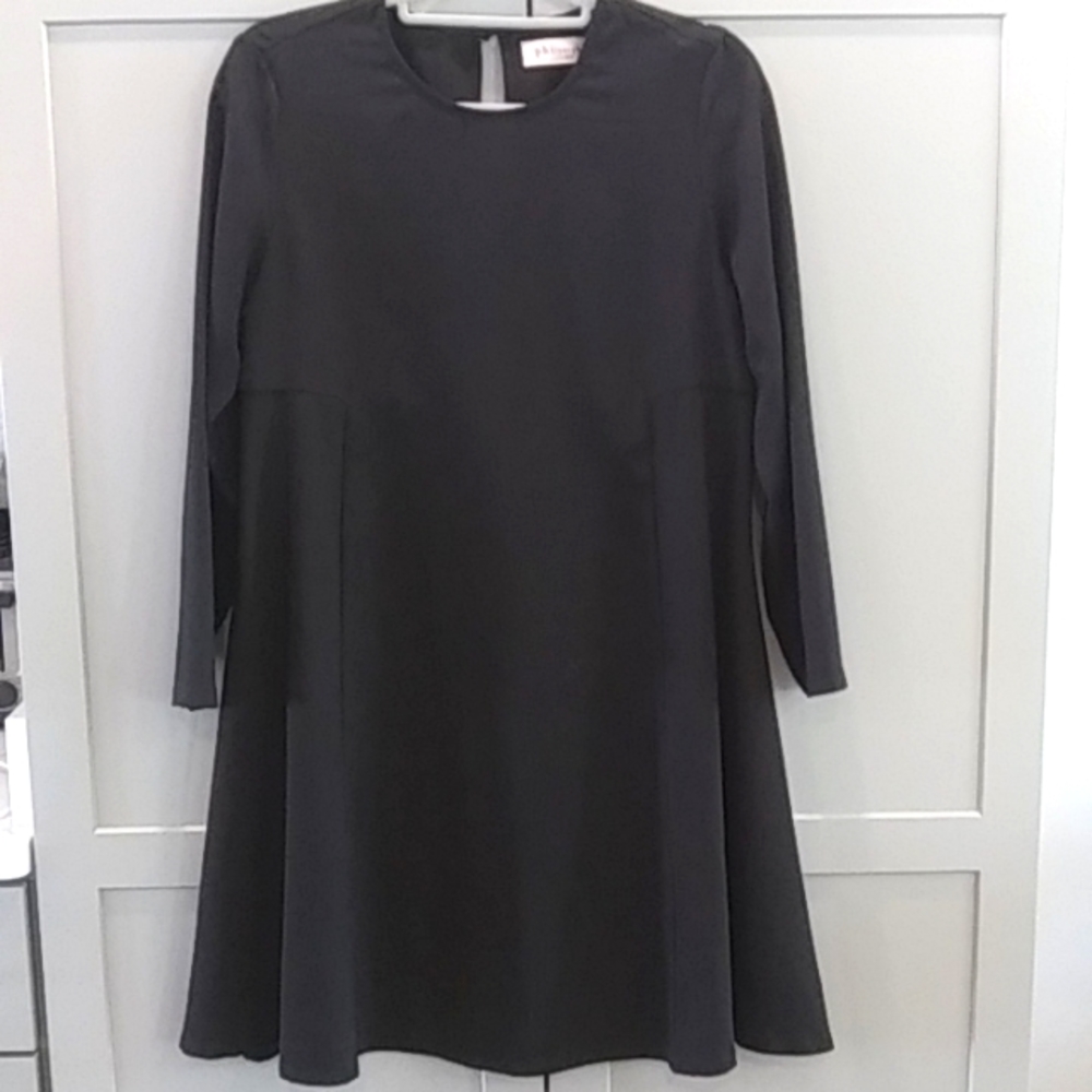 Philosophy | Swingy High Waist Black Dress  Round Neckline Long Sleeves | S